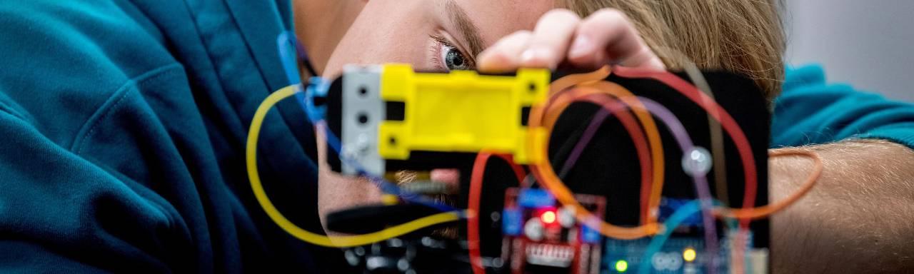 Student working on an engineering project.